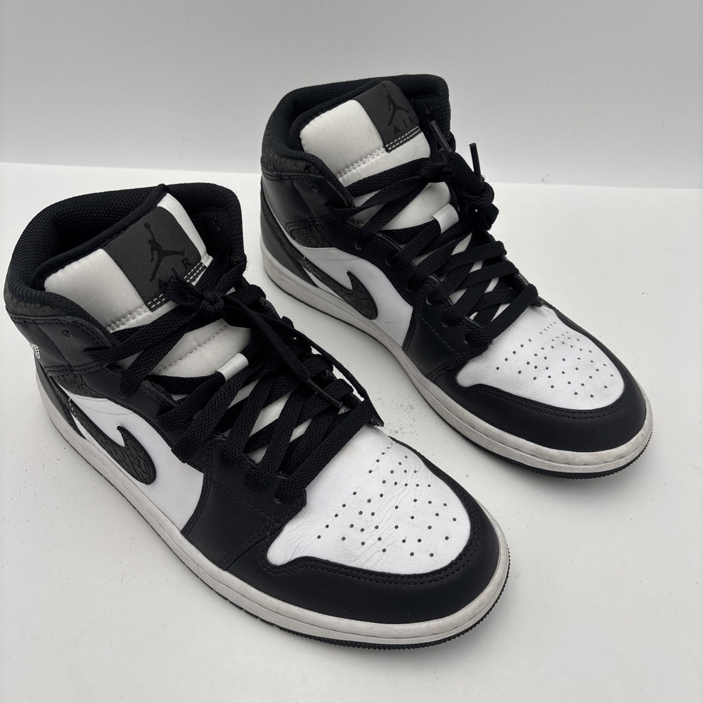 Nike Air Jordan 1 Mid Black White Men's Size 8 FB9911-001 Pre-Owned Clean